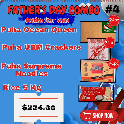 (Puha Ocean Queen 24)
(Puha UBM Crackers)
(Puha Supreme Noodles)
(Sun Rice 5kg) - “PICK UP FROM GOLDEN STAR, VAINI”