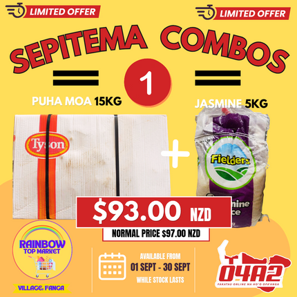 Sepitema Combo #1 (Puha Moa 15Kg, Tangai Rice 5Kg) - "PICK UP FROM RAINBOW TOP MARKET IN FANGA"