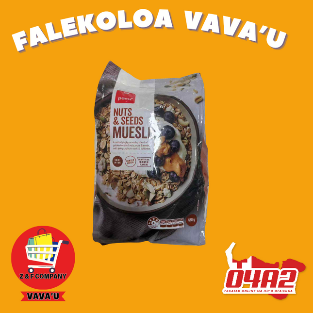 Nuts and Seeds Muesli 650g - "PICK UP FROM Z&F HANGA KI POUONO, NEIAFU VAVA'U"
