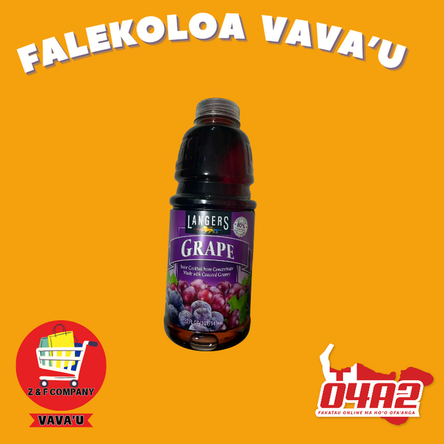 Langers Grape Juice 946ml - "PICK UP FROM Z&F HANGA KI POUONO, NEIAFU VAVA'U"