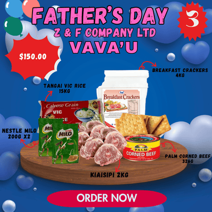 (Palm Corned Beef 326g)(Kiai Sipi 2Kg)(Tangai Vic Rice 15Kg)(Punja Crackers 4Kg)(Milo 200g) - “PICK UP FROM Z&F HANGA KI POUONO, NEIAFU VAVA'U"